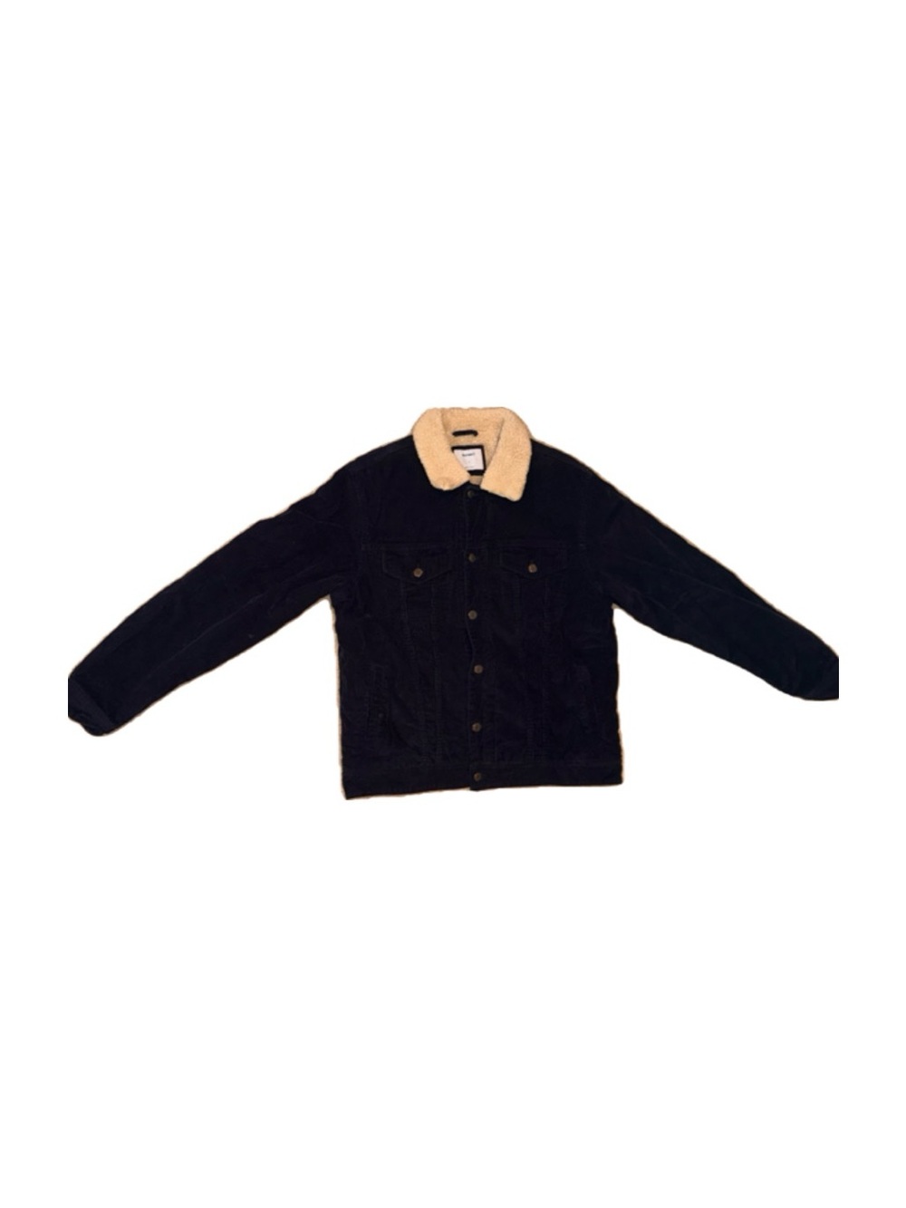 Dark Navy Corduroy Jacket with Tan Sherpa Collar